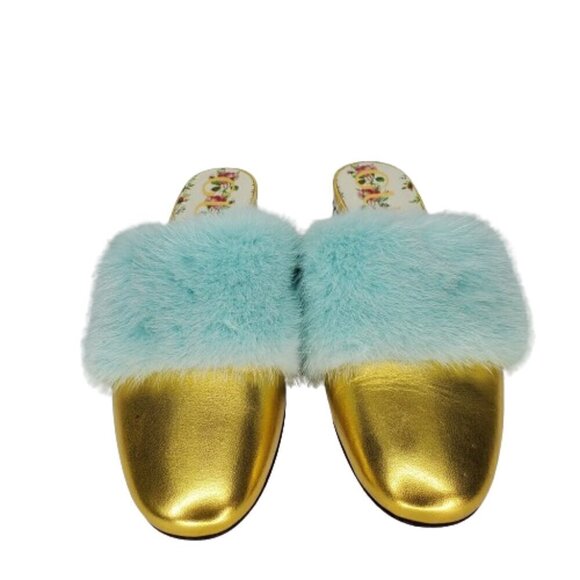 Gucci Mink Nappa Crystal Candy Fur Slippers Slides Mules - Picture 2 of 8